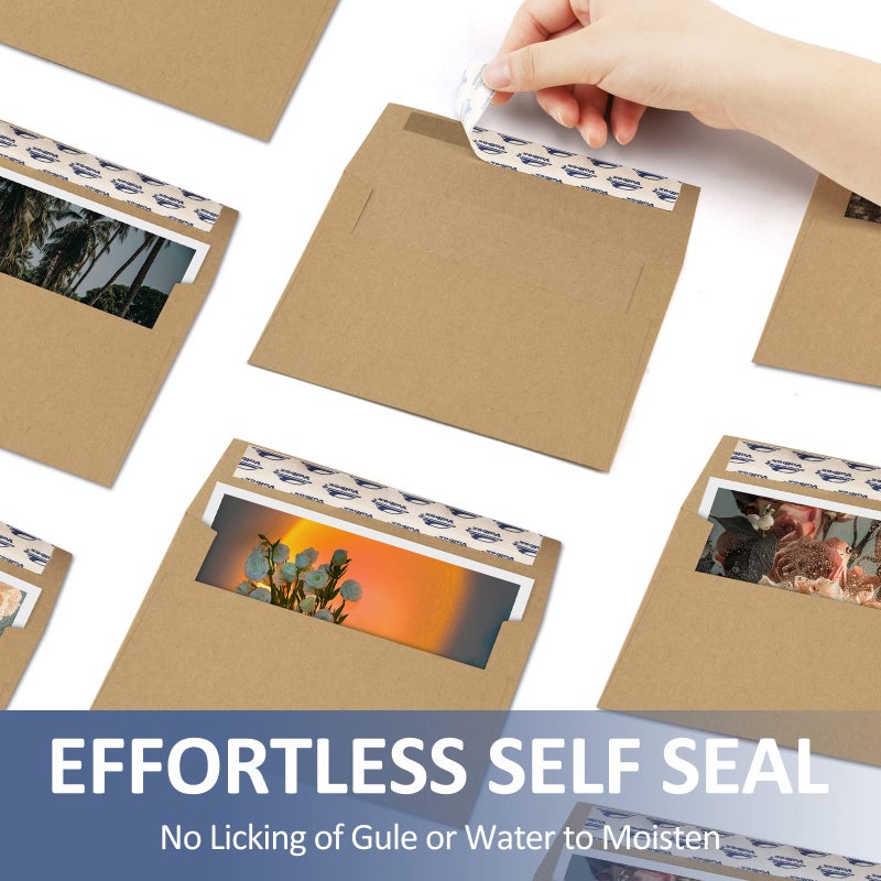 ValBox 5x7 Envelopes for Invitation 100 Qty A7 Envelopes Self Seal Brown, Kraft Paper Envelope for 5x7 Cards, Weddings, Baby Shower, Stationery, Office, 5.25 x 7.25 Inches - Image 4